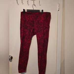 Athleta Elation Textured Red Floral Leggings